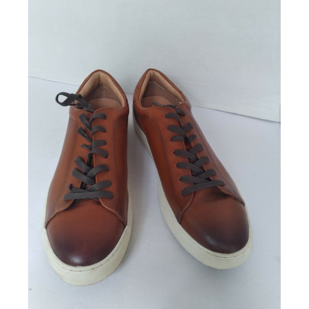 Premium Leather Low-Top Sneakers Brown Casual Minimalist Shoes with White‎ Sole